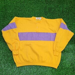 Vintage St-Johns Bay Sweatshirt XL 24x25 Yellow Purple